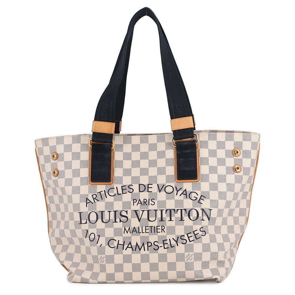 Louis Vuitton Damier Azur White Plan Soleil Cabas Tote Bag